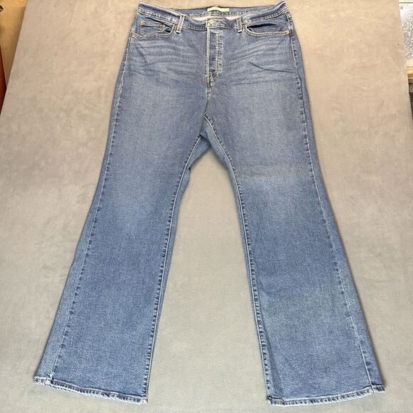 Levi’s Womens Ribcage Boot Jeans Size 20W Plus Blue Button Fly High Rise Denim - Picture 1 of 11